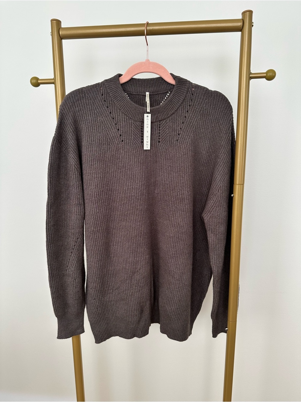 Women’s Crewneck Sweater in Brown (grayish/brown) - Rib Knit with Details